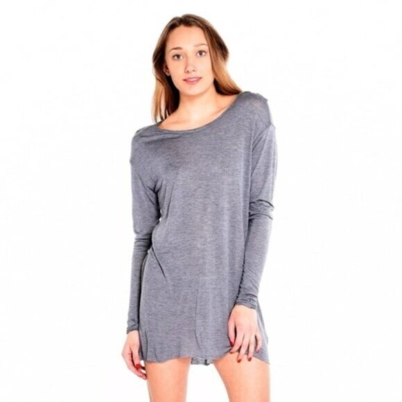 Free People One Teaspoon Dress Soho Wool Blend Long Sleeves Tee Light Grey Small - Picture 2 of 12